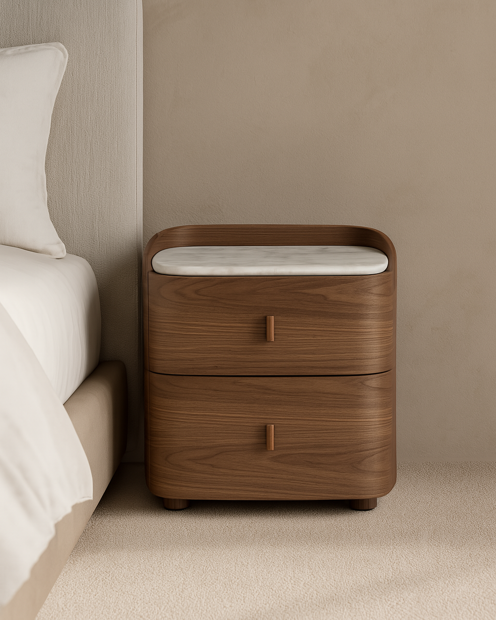 Tommy Franks Vertu Bedside Table - Walnut