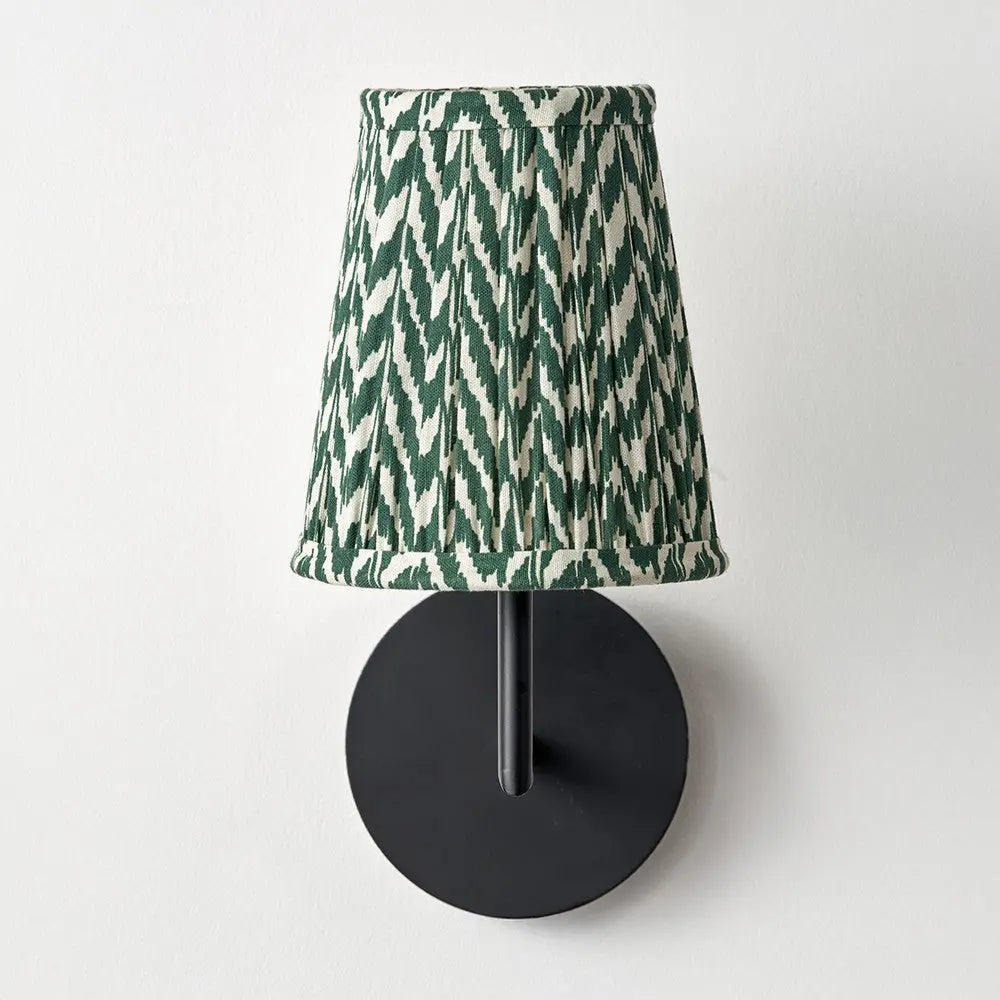 Vienna 14cm Forest Green Chevron Tall Taper Mushroom Pleat Candle Clip Lampshade   Nicholas John Interiors