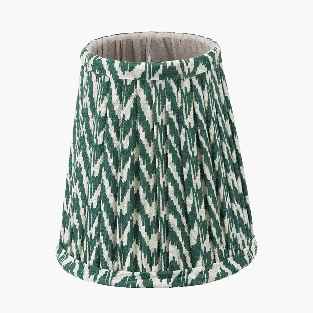 Vienna 14cm Forest Green Chevron Tall Taper Mushroom Pleat Candle Clip Lampshade   Nicholas John Interiors