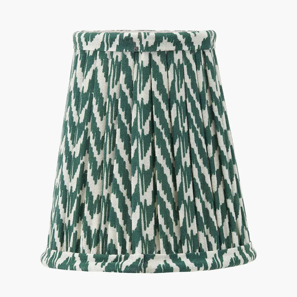 Vienna 14cm Forest Green Chevron Tall Taper Mushroom Pleat Candle Clip Lampshade   Nicholas John Interiors