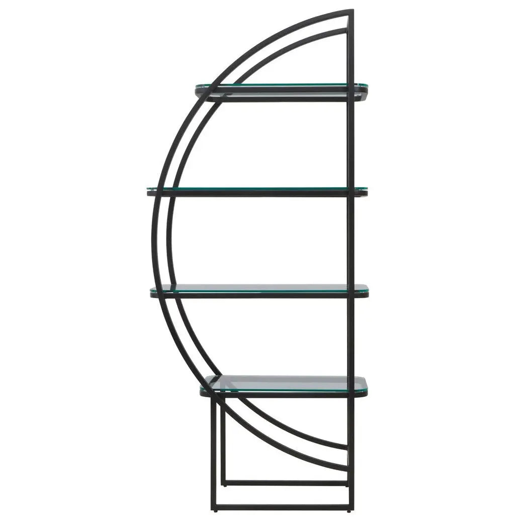 Von Left Half Moon Black Shelf Unit   Nicholas John Interiors