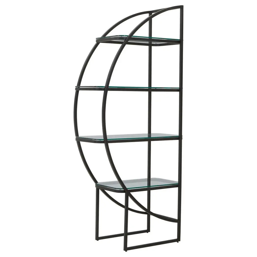 Von Left Half Moon Black Shelf Unit   Nicholas John Interiors