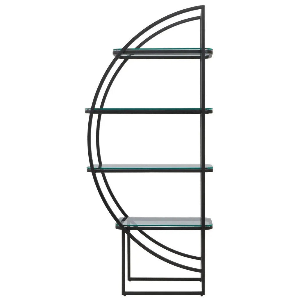 Von Left Half Moon Black Shelf Unit   Nicholas John Interiors