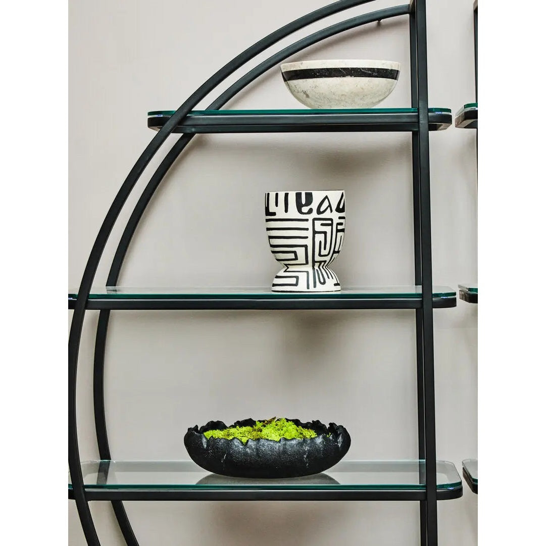 Von Left Half Moon Black Shelf Unit   Nicholas John Interiors