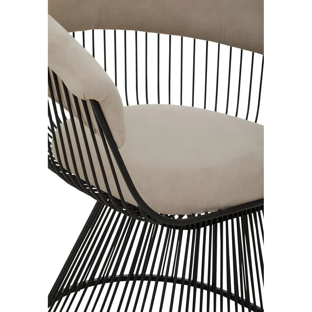 Von Mink Velvet and Black Frame Chair   Nicholas John Interiors