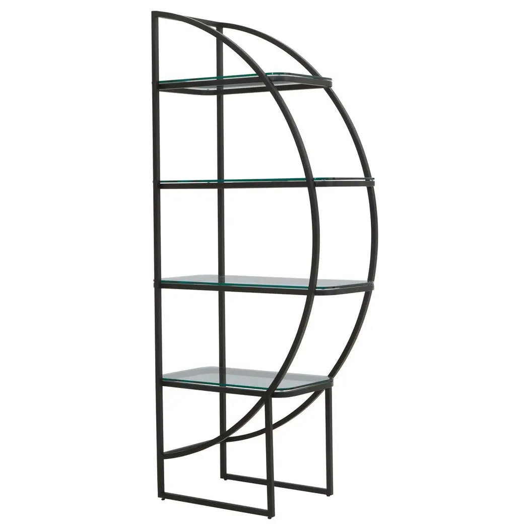 Von Right Half Moon Black Shelf Unit   Nicholas John Interiors
