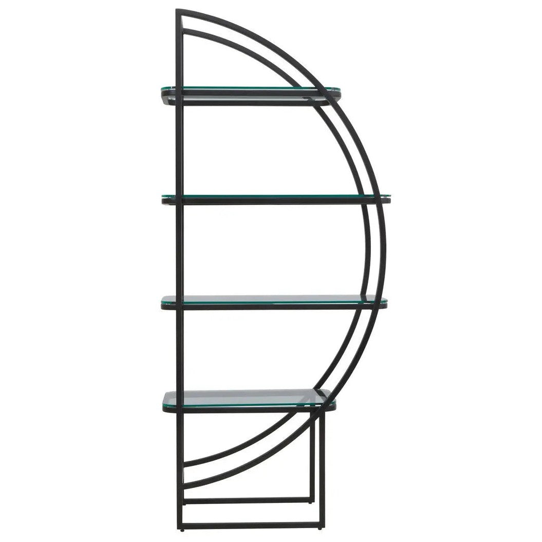 Von Right Half Moon Black Shelf Unit   Nicholas John Interiors