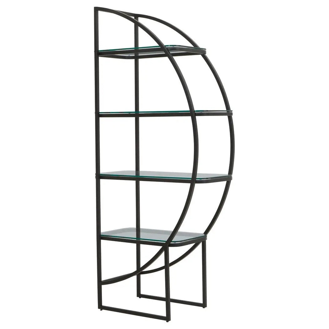 Von Right Half Moon Black Shelf Unit   Nicholas John Interiors