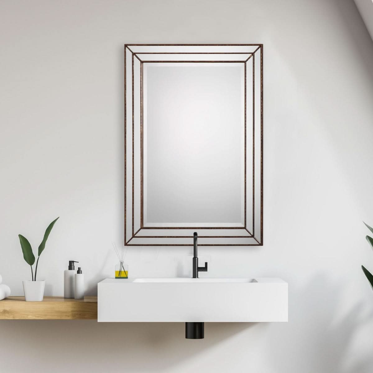 Keiichi Triple Frame Mirror Bronze Finish   Nicholas John Interiors