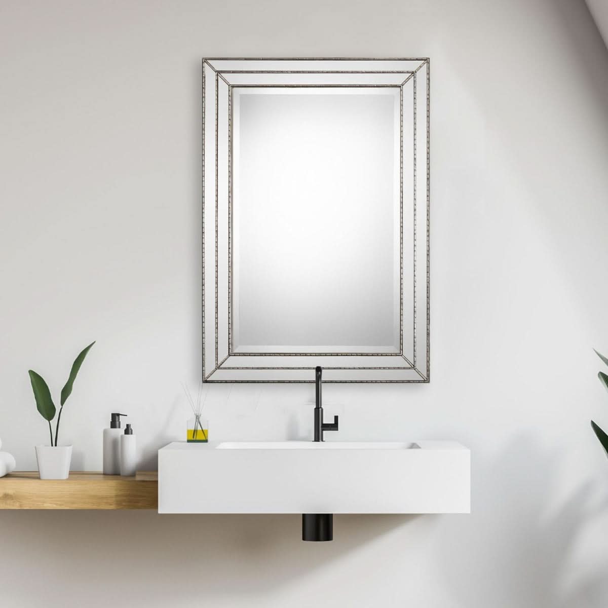Keiichi Triple Frame Mirror Silver Finish   Nicholas John Interiors