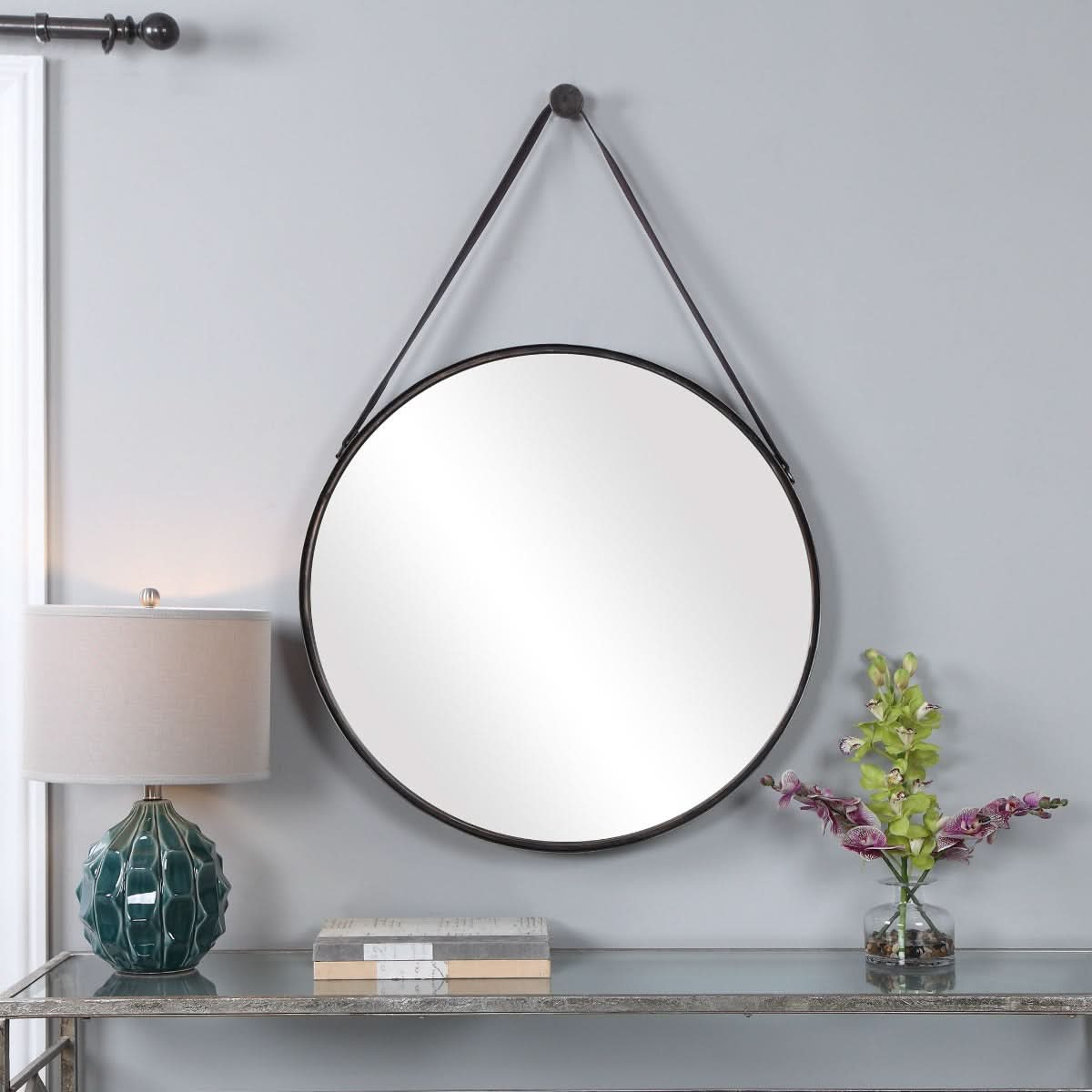 Keiichi Lennon Hanging Mirror Antique Bronze   Nicholas John Interiors