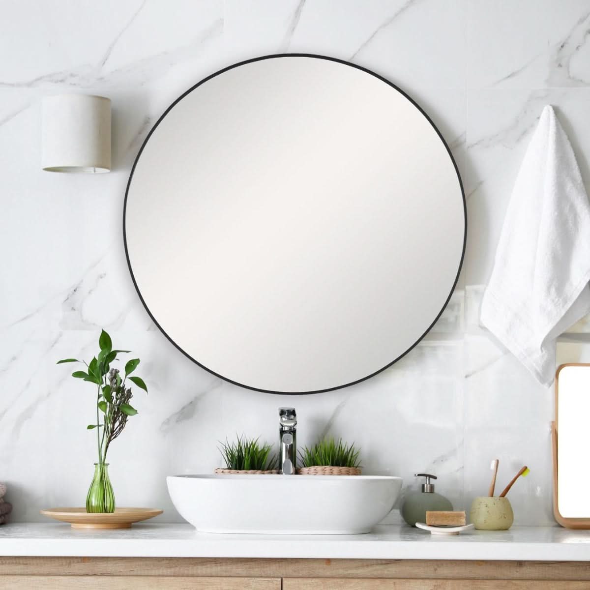 Keiichi Evelyn Round Mirror Black   Nicholas John Interiors