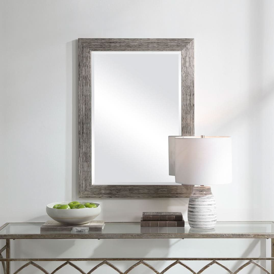 Keiichi Silver Wood Effect Mirror   Nicholas John Interiors