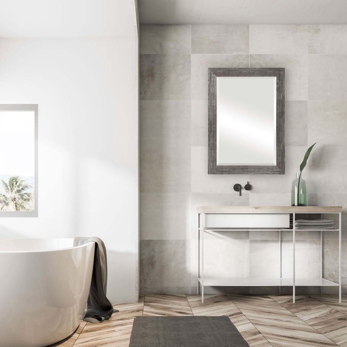 Keiichi Silver Wood Effect Mirror   Nicholas John Interiors