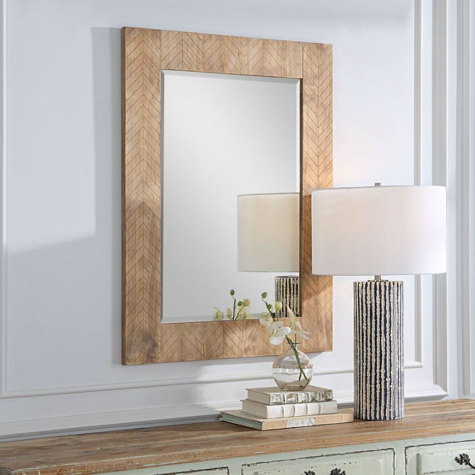 Keiichi Parquet Wooden Mirror   Nicholas John Interiors