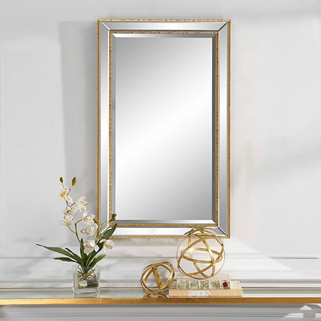 Keiichi Lines Mirror Gold   Nicholas John Interiors