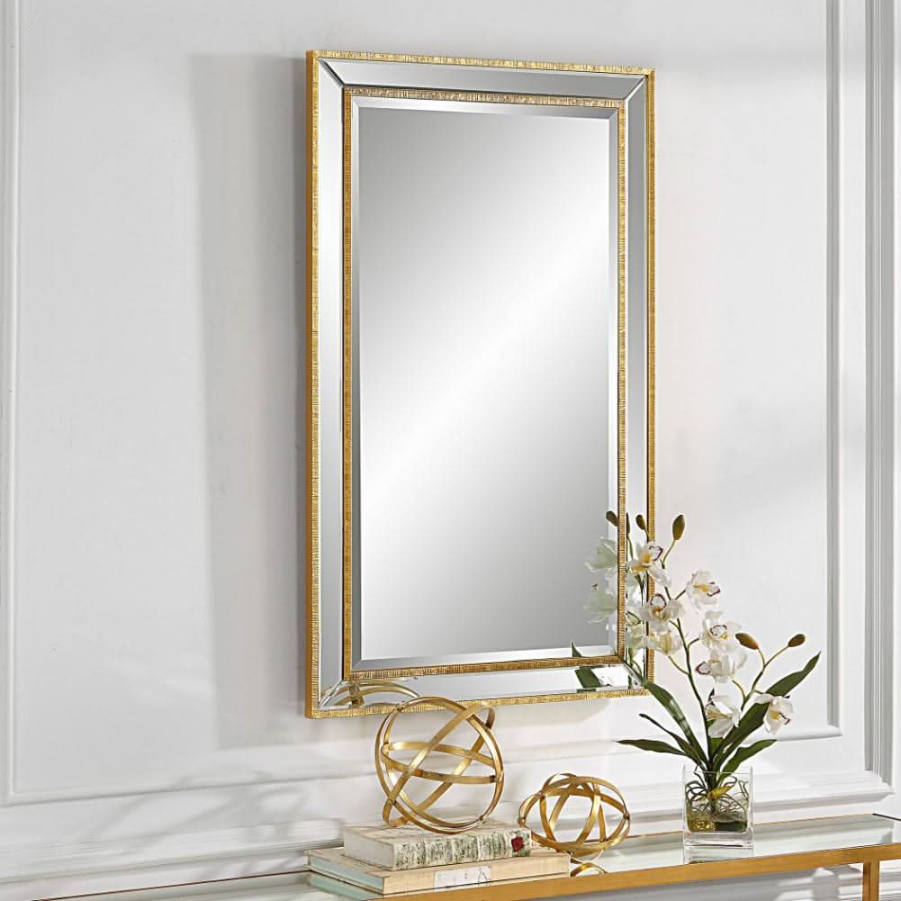 Keiichi Lines Mirror Gold   Nicholas John Interiors
