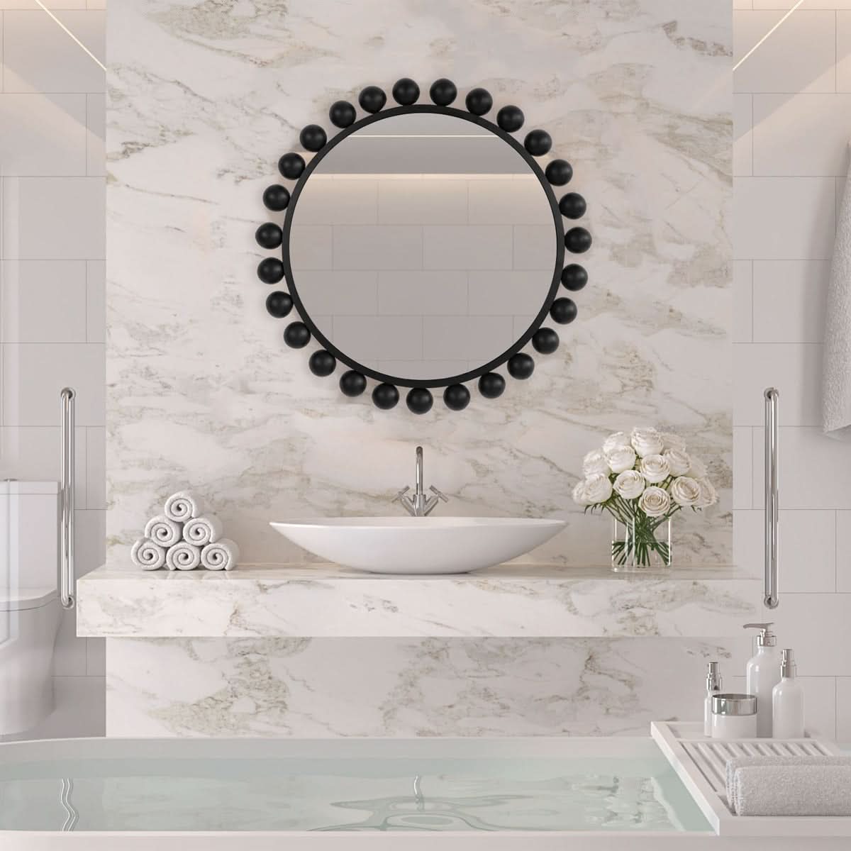 Keiichi Spheres Mirror Black   Nicholas John Interiors