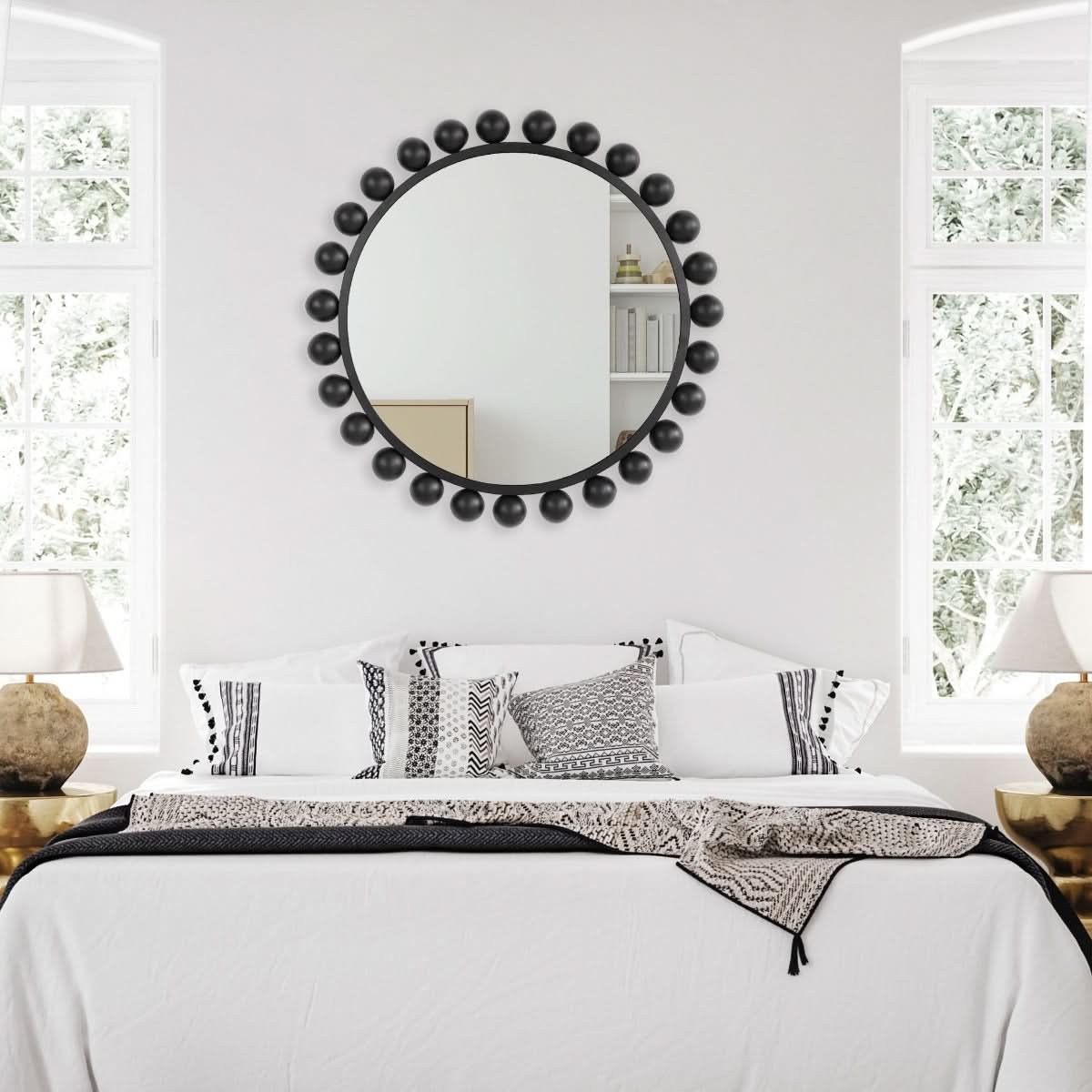 Keiichi Spheres Mirror Black   Nicholas John Interiors