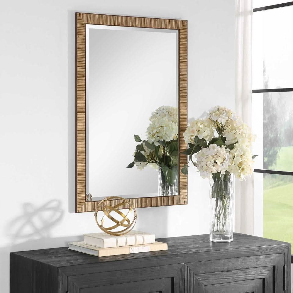 Keiichi Indiana Rattan Rectangle Mirror   Nicholas John Interiors