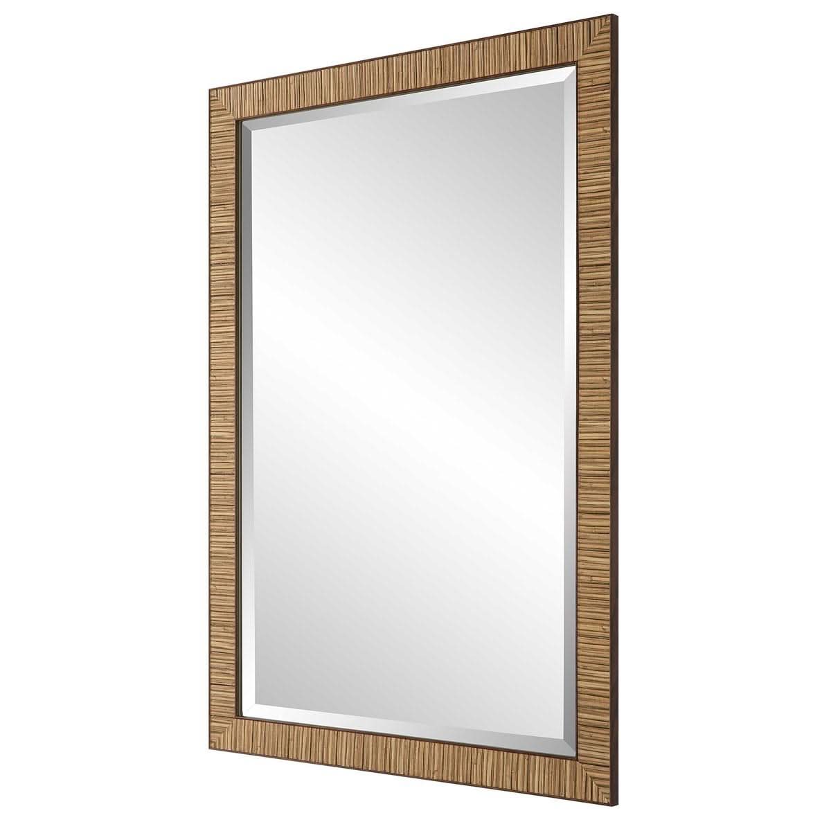 Keiichi Indiana Rattan Rectangle Mirror   Nicholas John Interiors