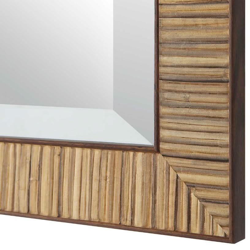 Keiichi Indiana Rattan Rectangle Mirror   Nicholas John Interiors