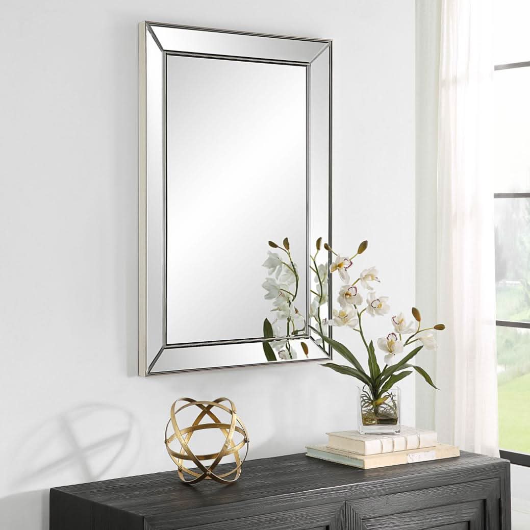 Keiichi Hannah Rectangular Mirror Champagne Finish   Nicholas John Interiors