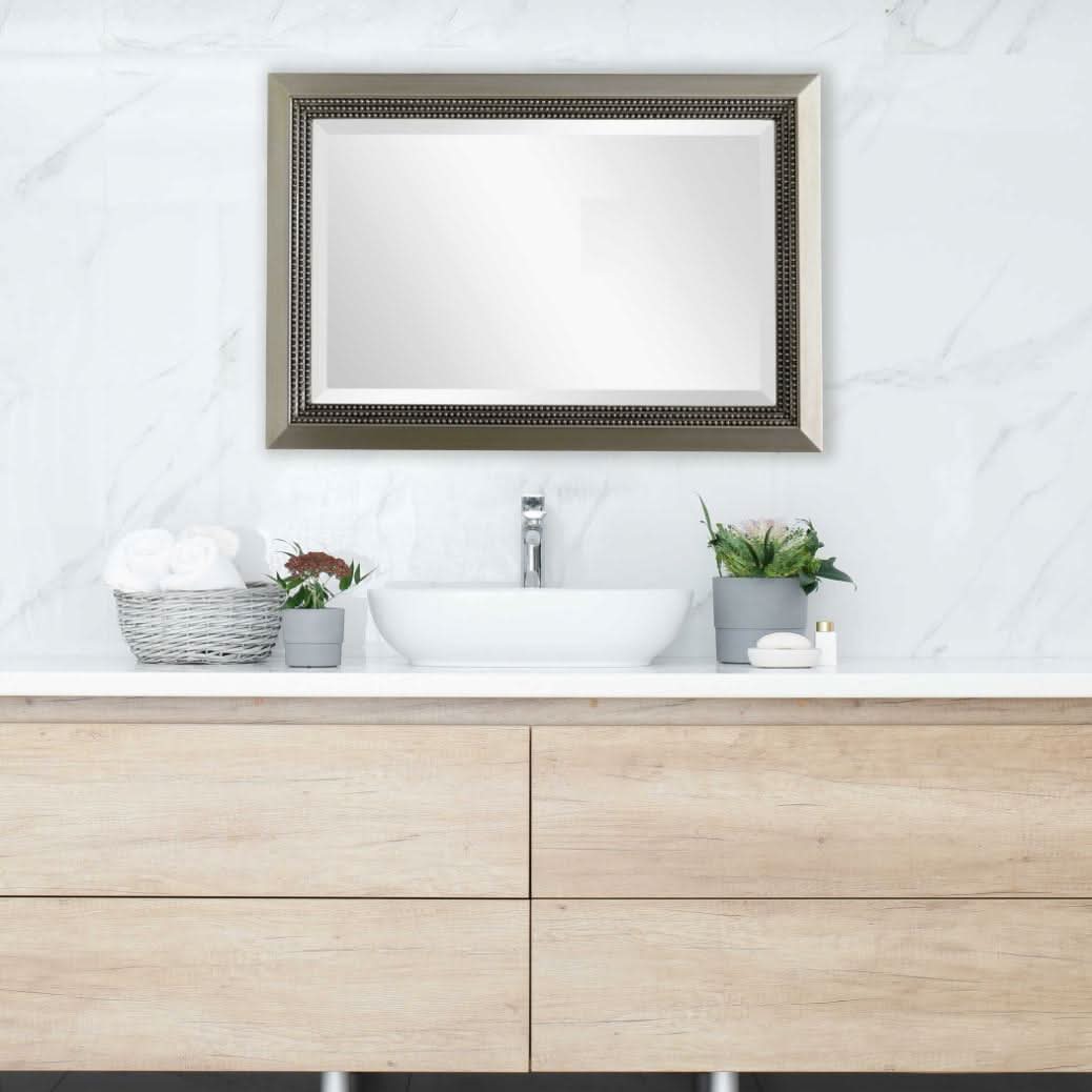 Keiichi Beaded Lines Mirror Brushed Silver   Nicholas John Interiors
