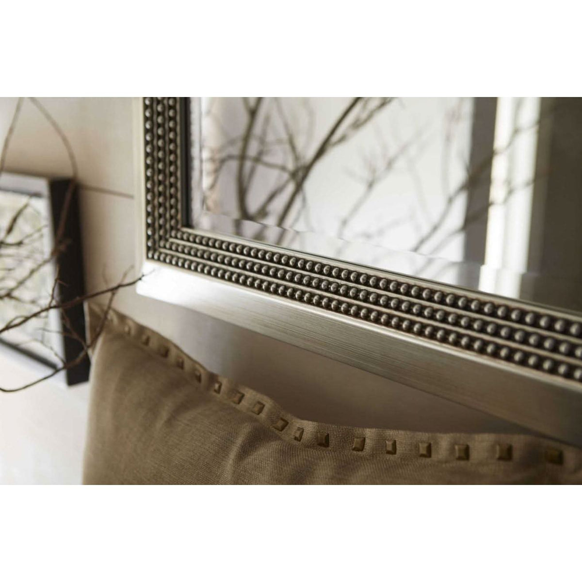 Keiichi Beaded Lines Mirror Brushed Silver   Nicholas John Interiors