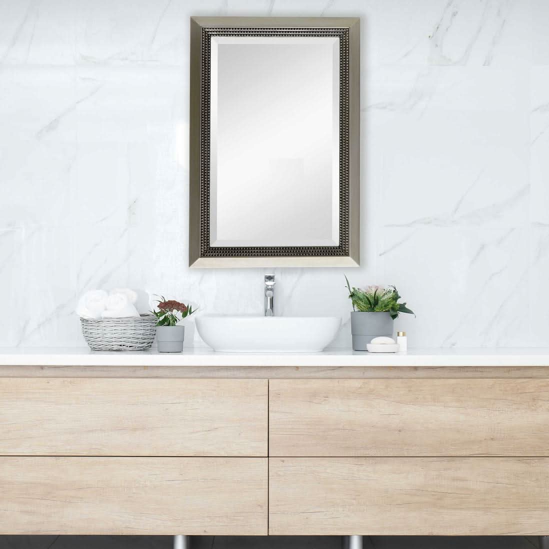 Keiichi Beaded Lines Mirror Brushed Silver   Nicholas John Interiors