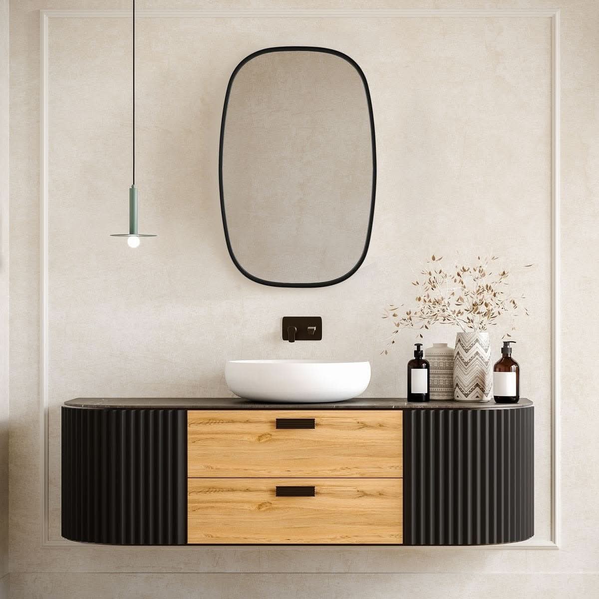 Keiichi Jackson Oval Mirror in Black   Nicholas John Interiors