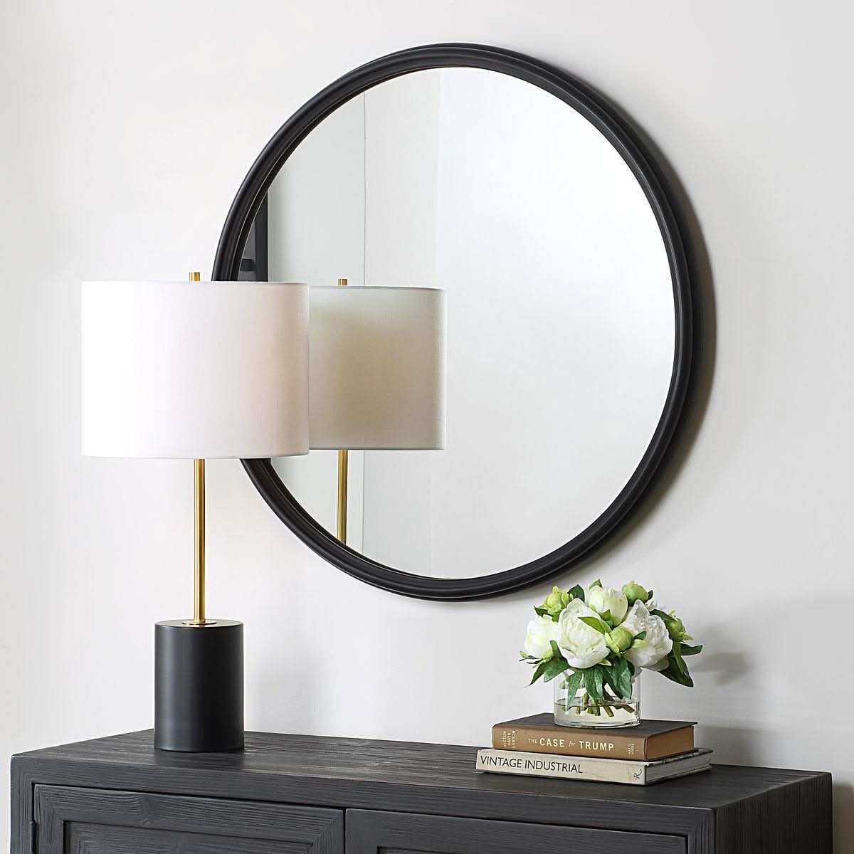 Keiichi Filton Black Round Mirror   Nicholas John Interiors