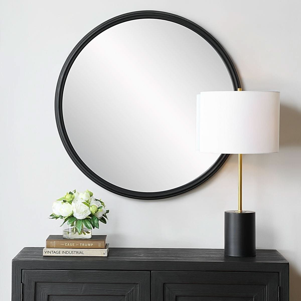 Keiichi Filton Black Round Mirror   Nicholas John Interiors