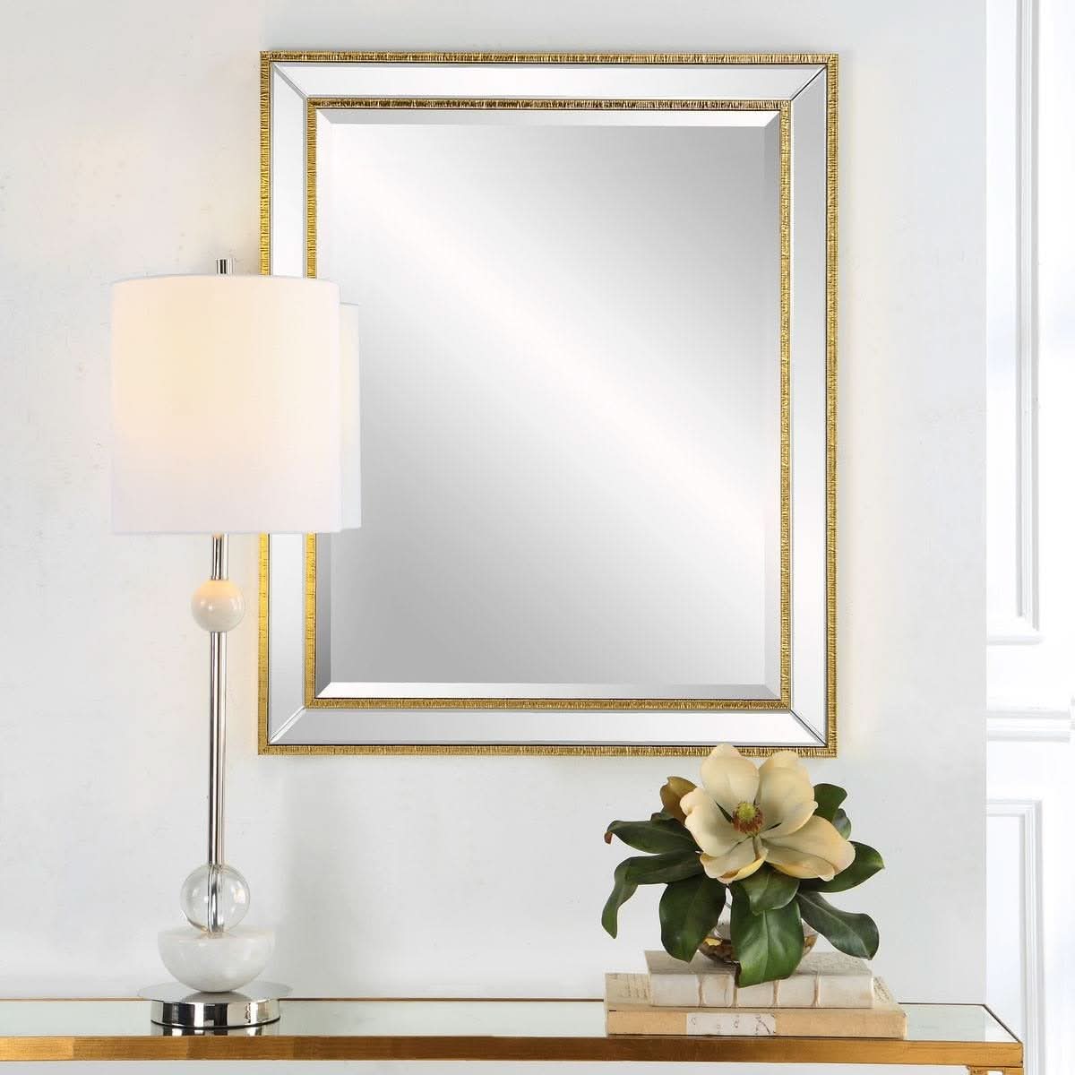 Keiichi Lines Small Mirror in Gold   Nicholas John Interiors