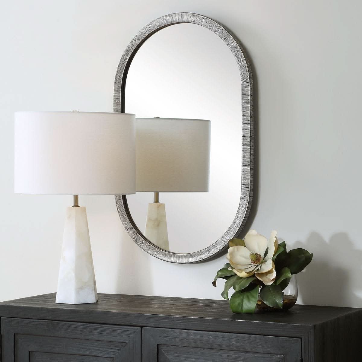 Keiichi Silver Pill Mirror   Nicholas John Interiors