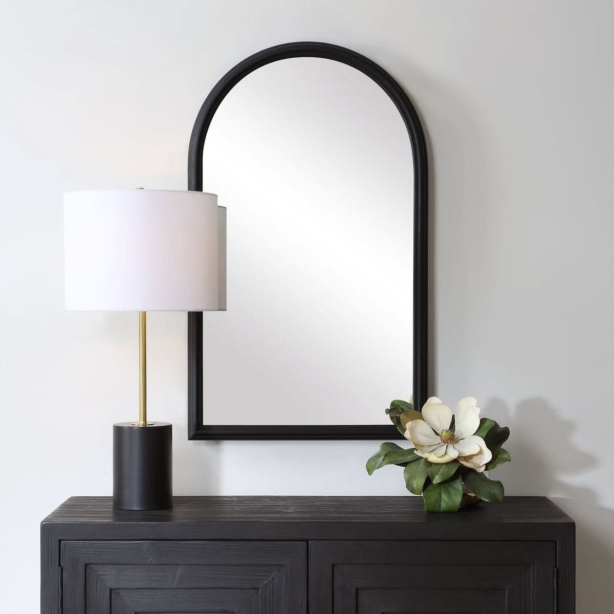 Keiichi Ella Arched Mirror in Black   Nicholas John Interiors