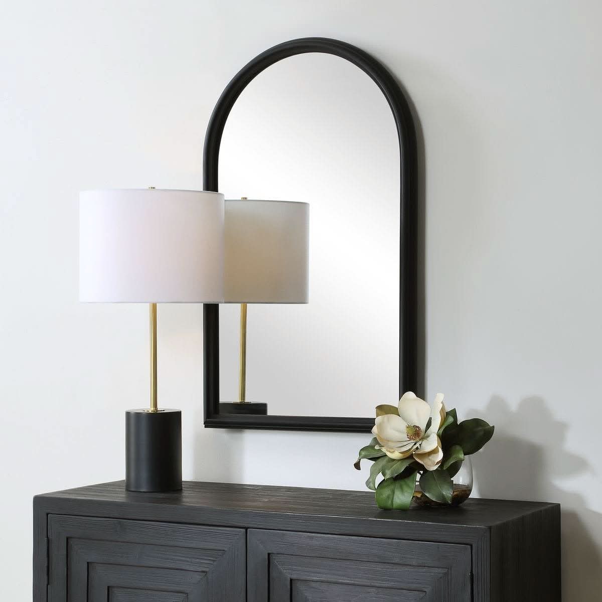 Keiichi Ella Arched Mirror in Black   Nicholas John Interiors