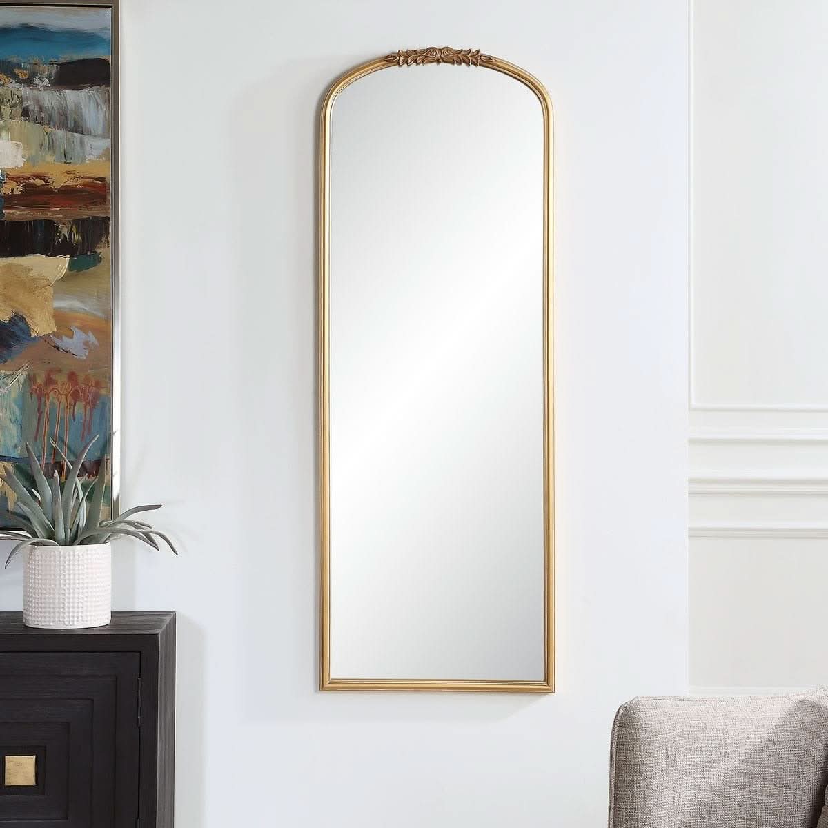 Keiichi Edith Tall Antique Gold Mirror   Nicholas John Interiors