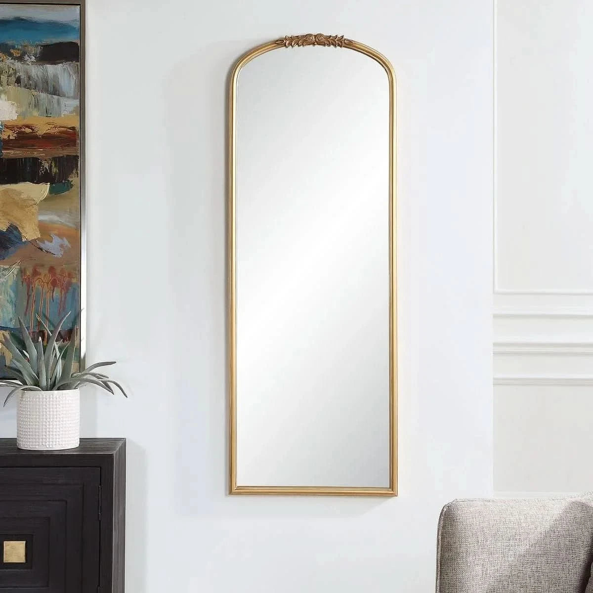 Keiichi Edith Tall Antique Gold Mirror   Nicholas John Interiors