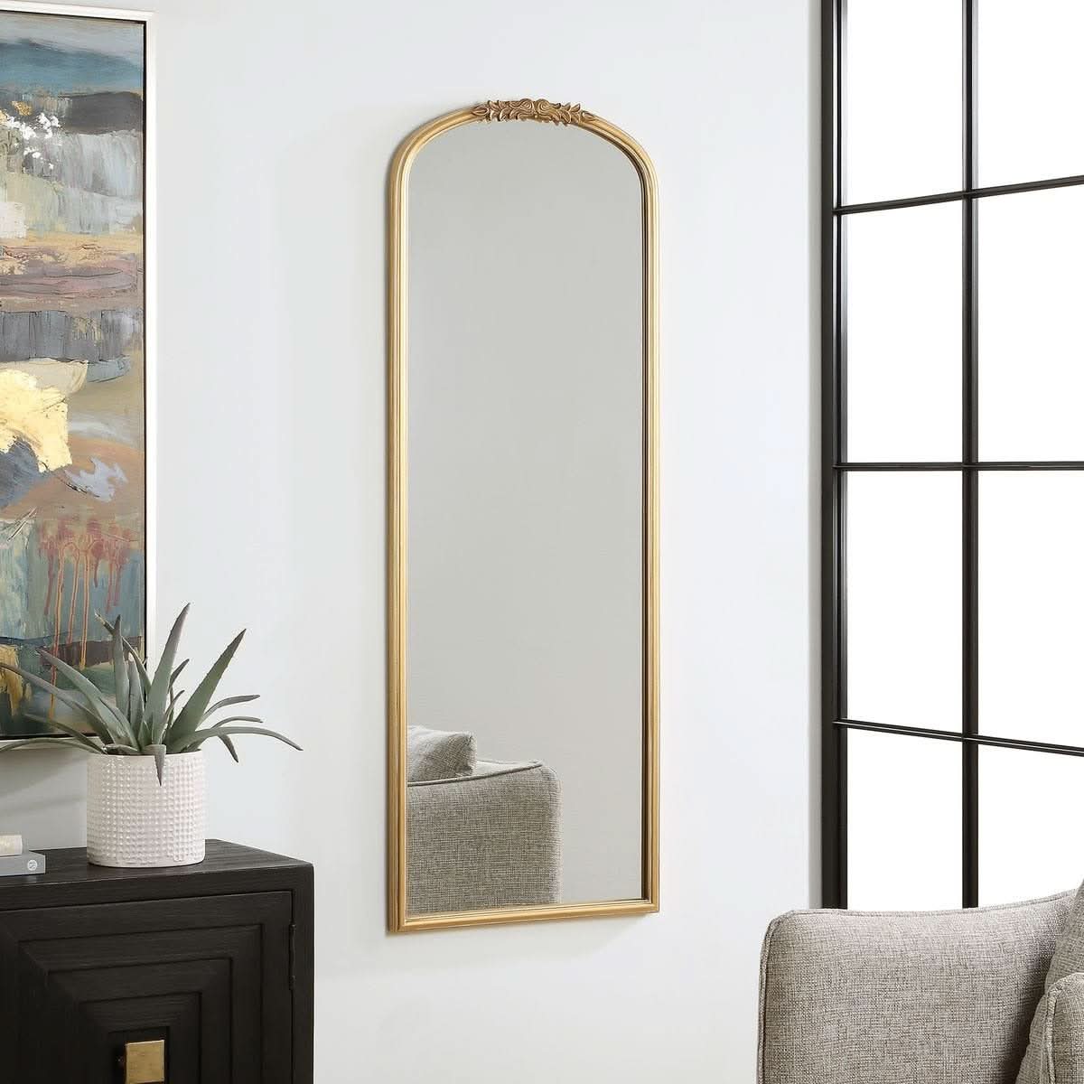 Keiichi Edith Tall Antique Gold Mirror   Nicholas John Interiors