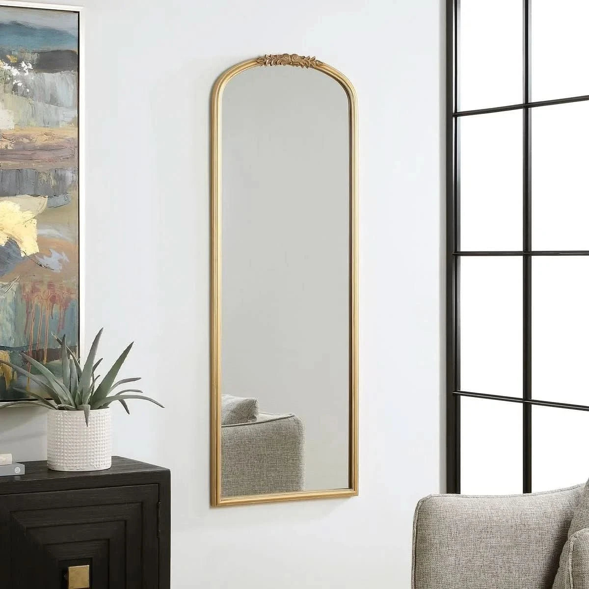 Keiichi Edith Tall Antique Gold Mirror   Nicholas John Interiors