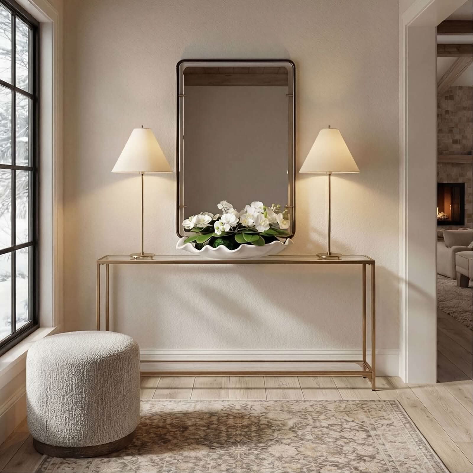 Keiichi Triton Mirror in Aged Bronze   Nicholas John Interiors