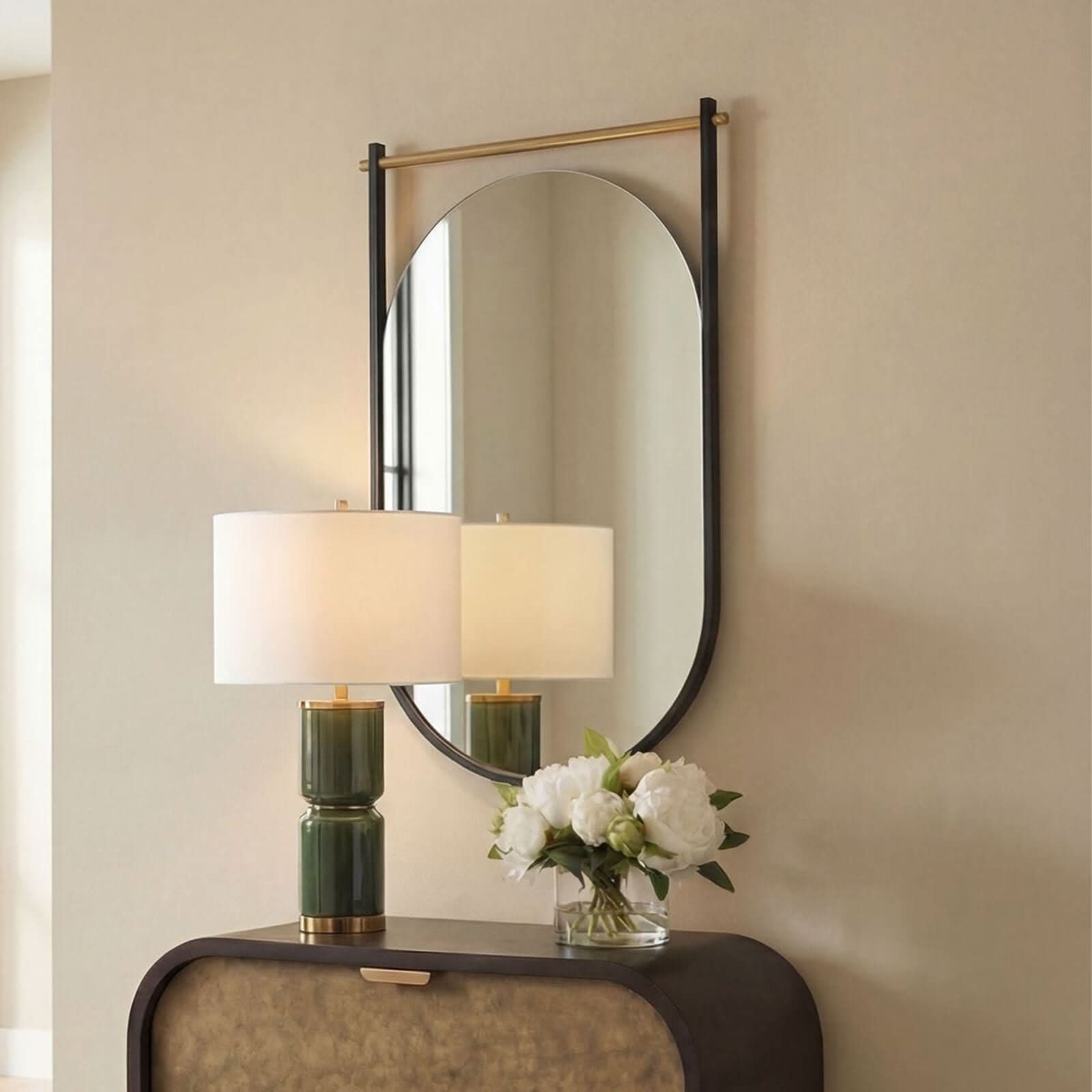 Keiichi Delmar Mirror in Black and Gold   Nicholas John Interiors