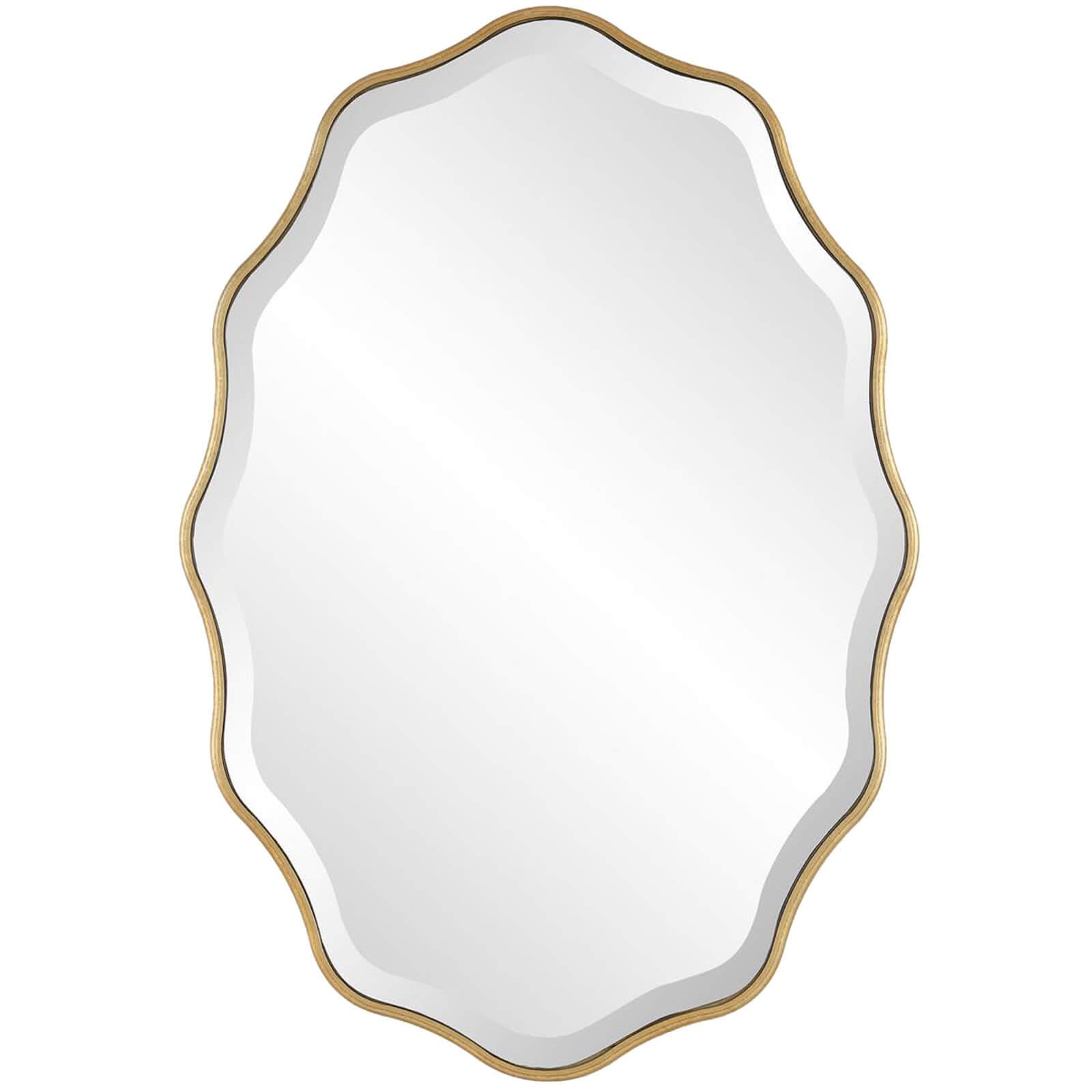 Keiichi Capri Scalloped Oval Mirror in Gold   Nicholas John Interiors