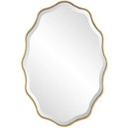 Keiichi Capri Scalloped Oval Mirror in Gold   Nicholas John Interiors