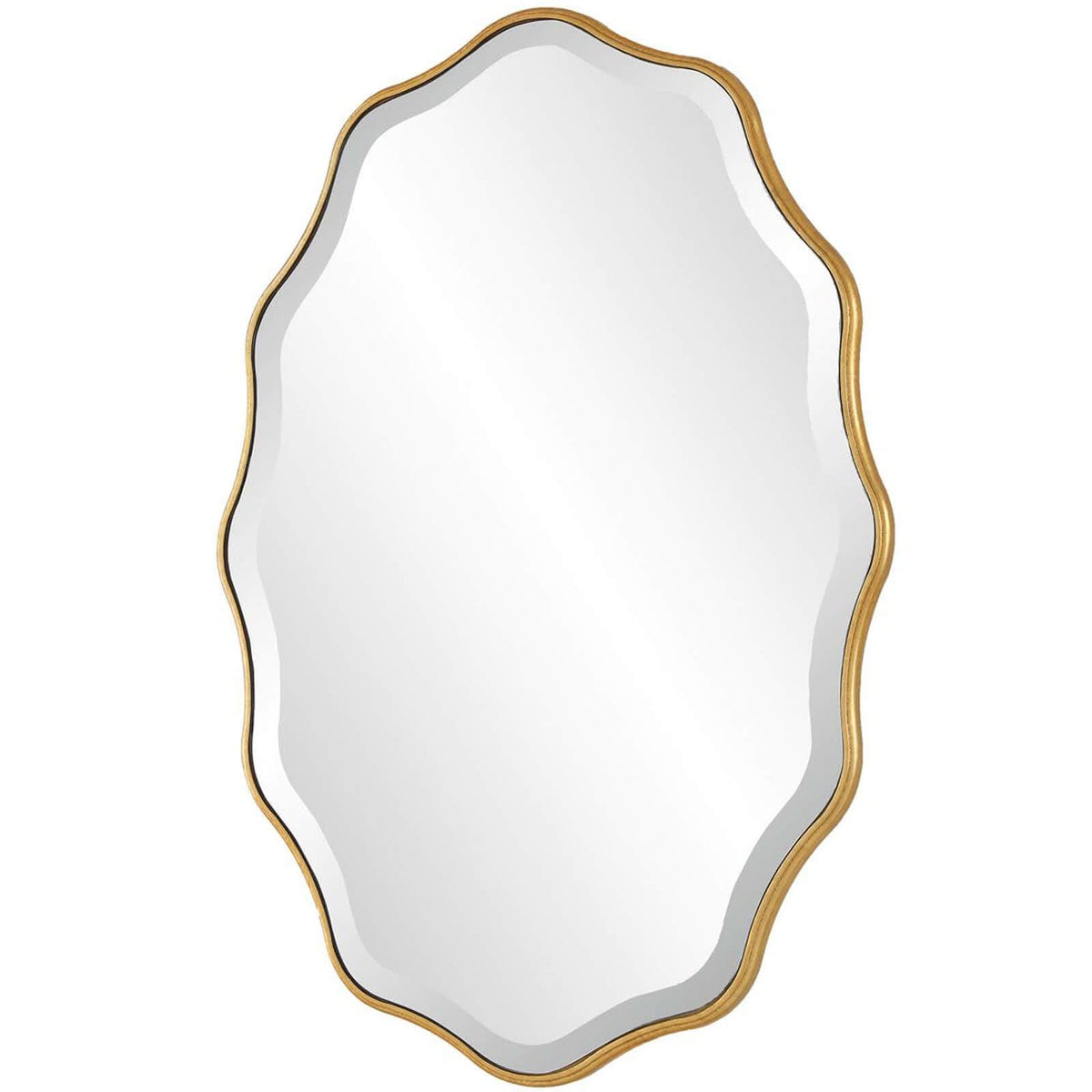 Keiichi Capri Scalloped Oval Mirror in Gold   Nicholas John Interiors