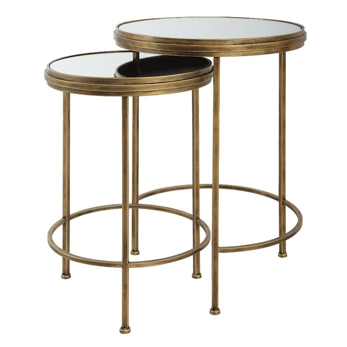 Keiichi Occular Nesting Side Tables Brushed Gold   Nicholas John Interiors