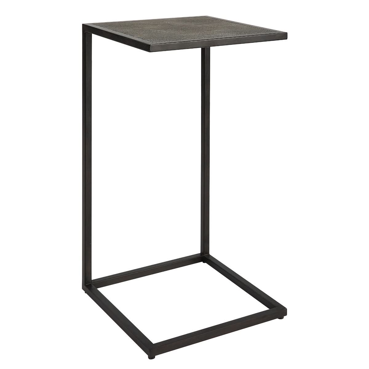 Keiichi Shagreen Pull-Up Side Table in Grey   Nicholas John Interiors