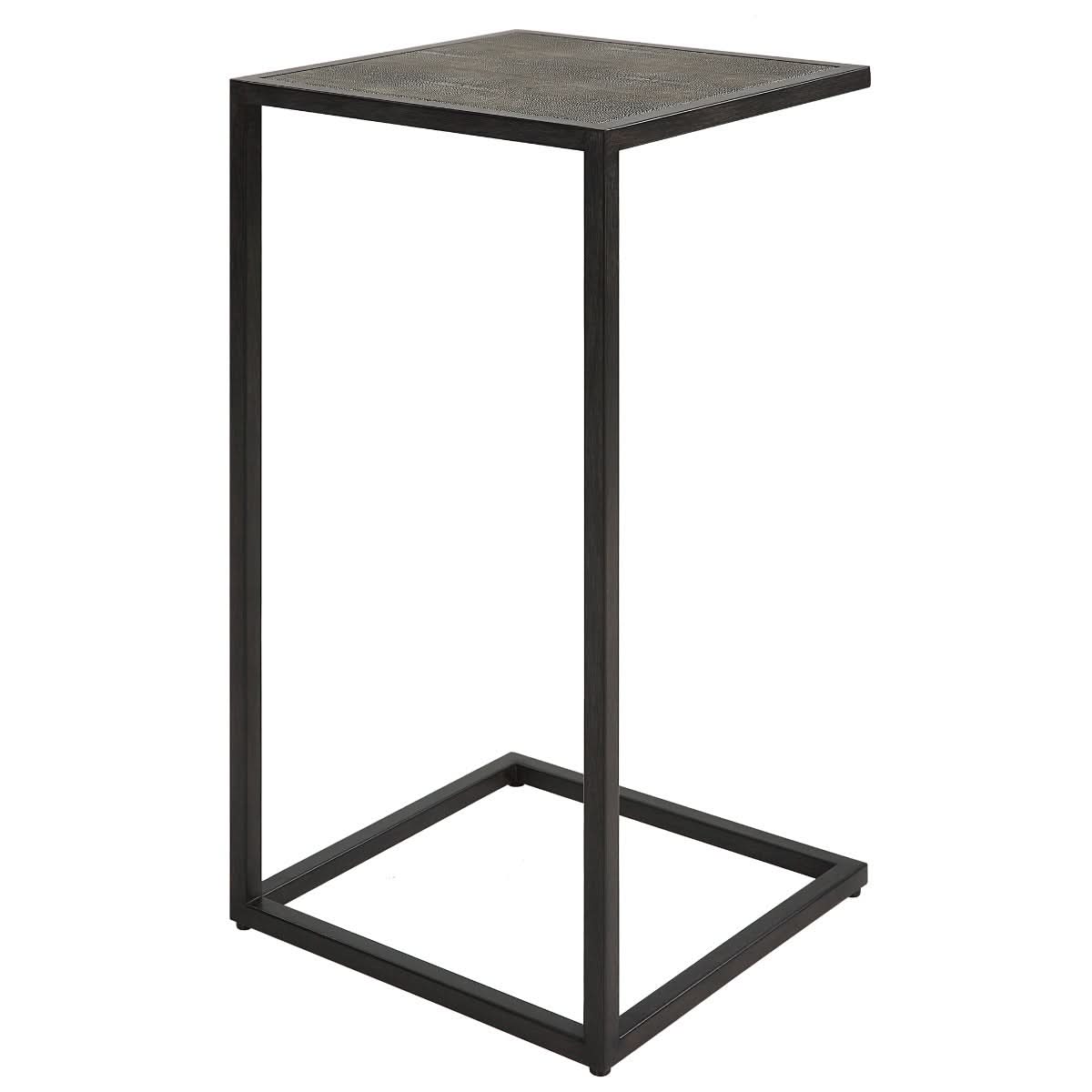 Keiichi Shagreen Pull-Up Side Table in Grey   Nicholas John Interiors
