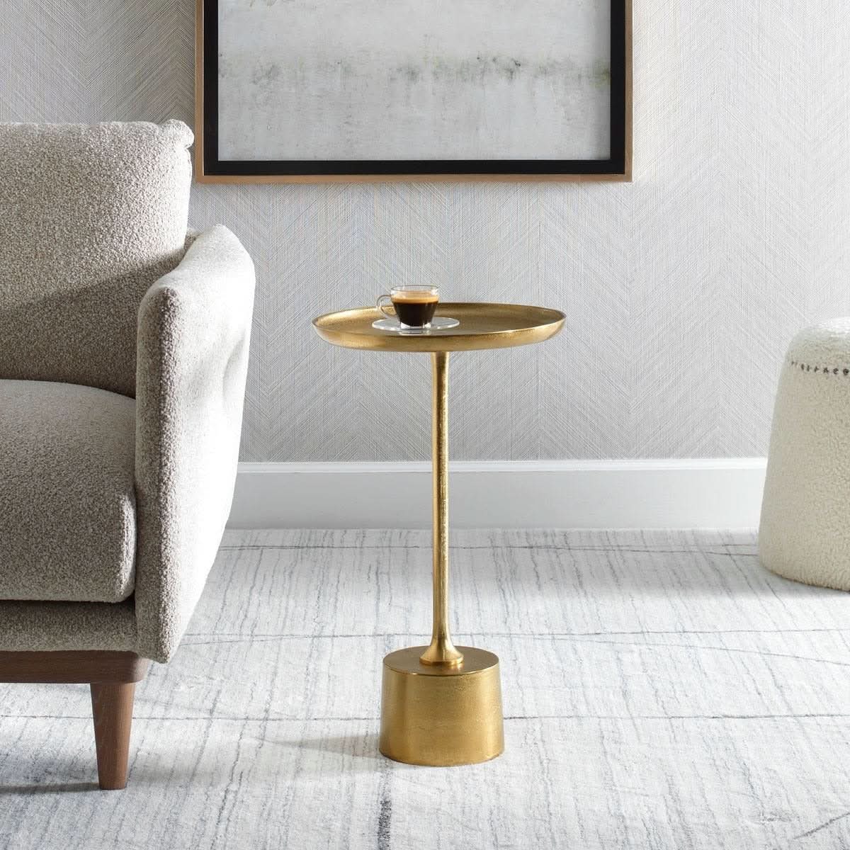 Keiichi Serve Accent Table Brass   Nicholas John Interiors